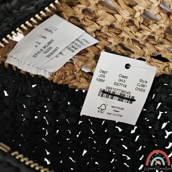 New! J. Crew Paros Open Weave Straw Bag  with Horseshoe Charm - Picture 15 of 16